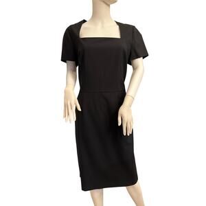 Banana Republic Black Wool Blend Short Sleeve Sheath Dress Size 14